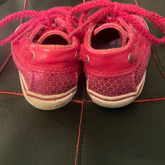 SPERRY TOP-SIDER Infant Girl Baby Pink Sequin Look Bling Shoes Sz 1 - Picture 4 of 8